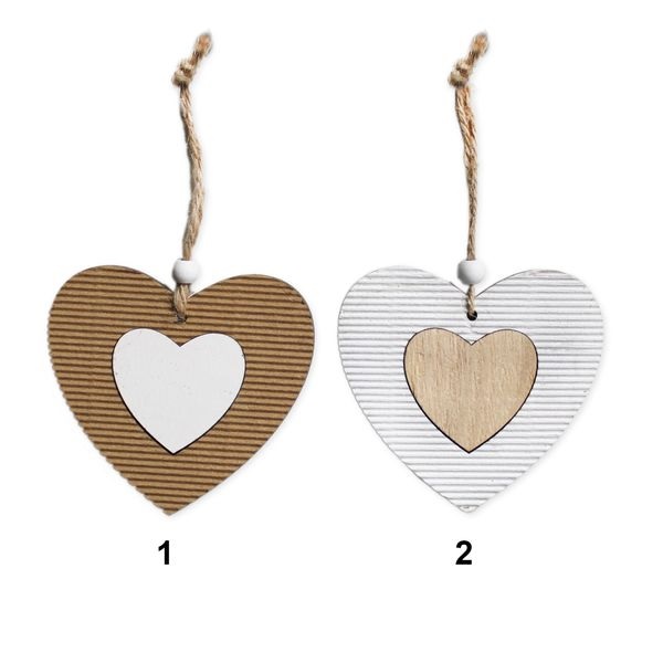 Srdce závěs dřevo 9,5cm mix